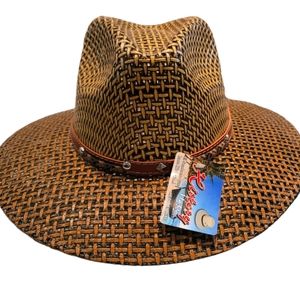 Brown Straw Hat- Fedora/Cowgirl Style